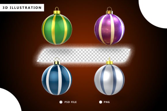 3D Christmas Balls: Vibrant Illustrations