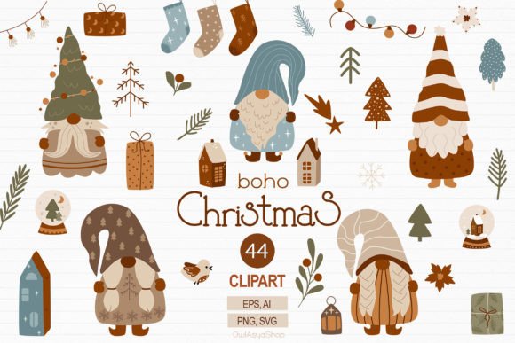Boho Christmas Gnome: Winter Illustrations