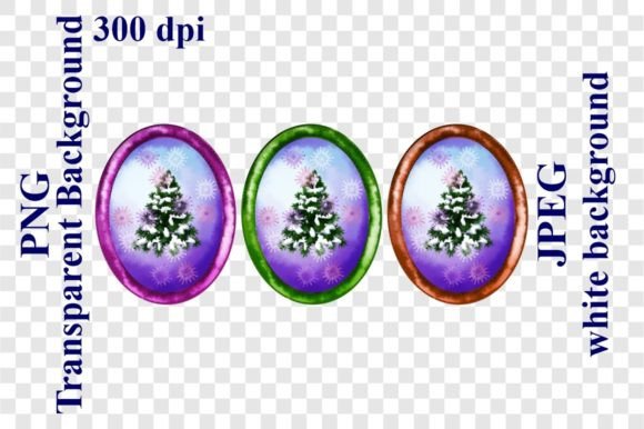 Cartoon Watercolor Winter Tree Illustrations