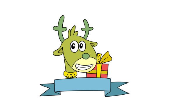 Christmas Banner Template with Reindeer Illustrations