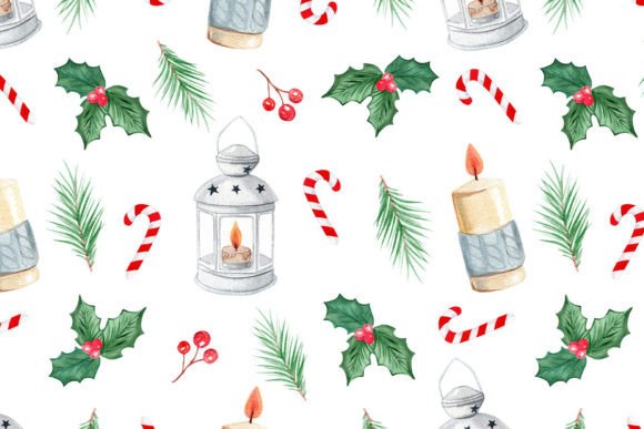 Christmas Candles Seamless Pattern: Illustrations for Crafters