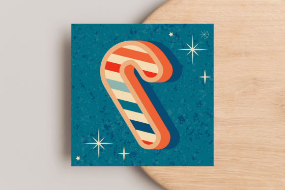 Christmas Candy Cane Greeting Card: Festive Illustrations