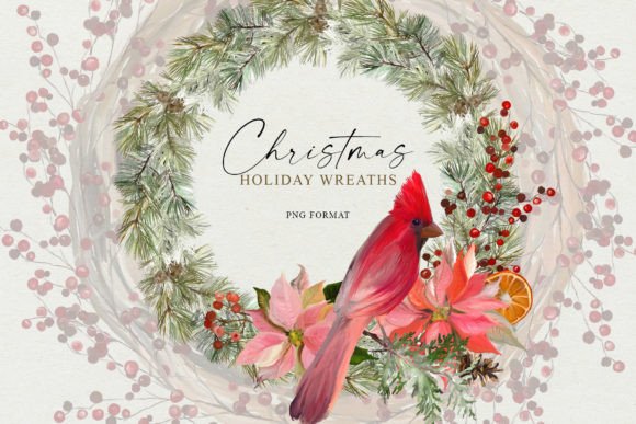 Christmas Holiday Wreaths: Festive Illustrations