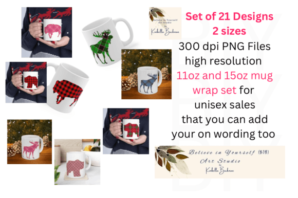 Christmas Mug Wrap Set of 6: Premium Illustrations