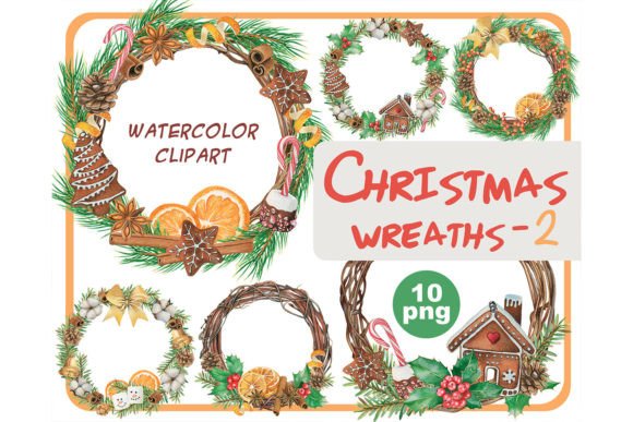 Christmas Wreaths with Sweets Clipart: Illustrations Review