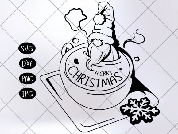 Cute Christmas Gnome in a Cup Illustrations