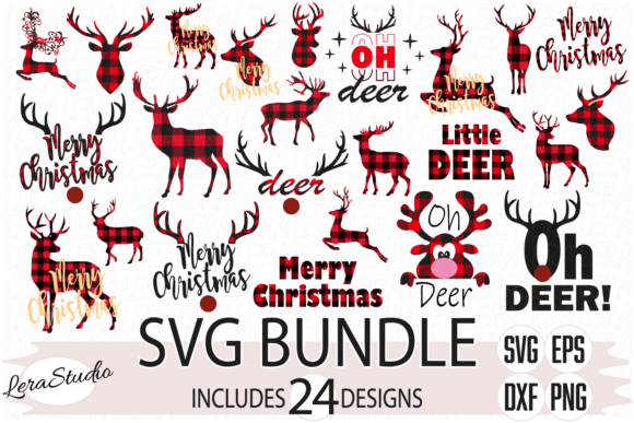 Deer Buffalo Plaid, Merry Christmas Illustrations Review