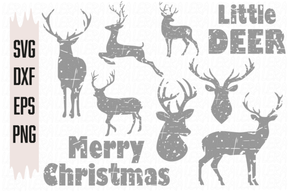 Deer Grunge Antler Christmas Illustrations Review