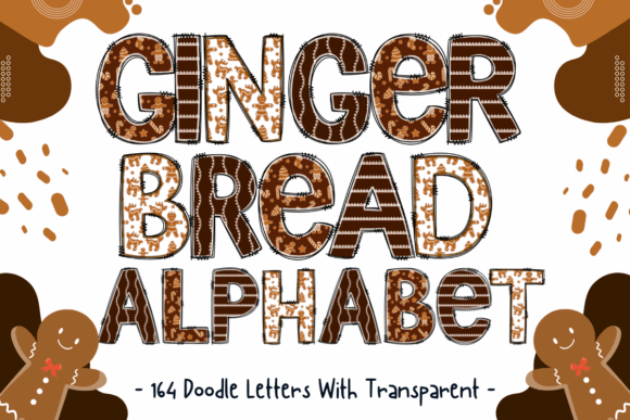 Ginger Bread Christmas Alphabet 4 Set Illustrations