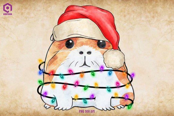 Guinea Pig Christmas Tree Lights Illustrations