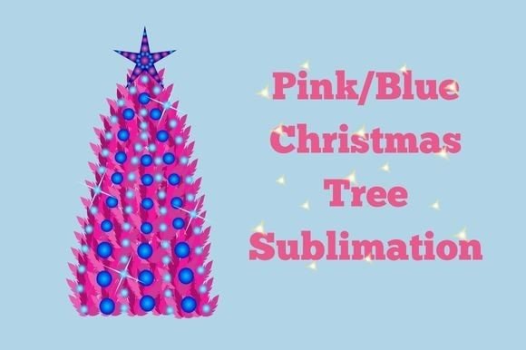 Pink Blue Christmas Tree Sublimation Illustrations