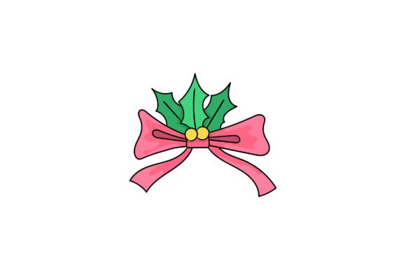 Pink Christmas Ribbon: Festive Illustrations
