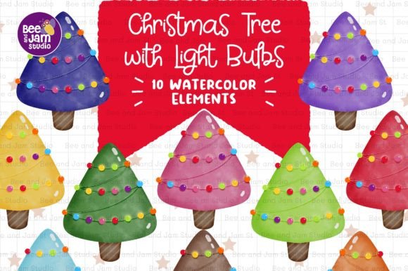 Review: Christmas Trees with Lights Watercolor Design