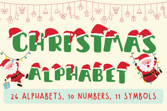 Santa Hat Christmas Alphabet Letter Illustrations